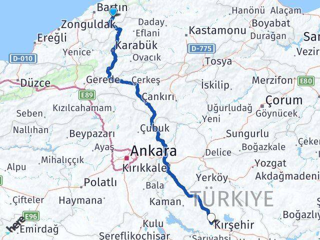 Bartın Ulus Kırşehir Arası Kaç Km - Yol Haritası
