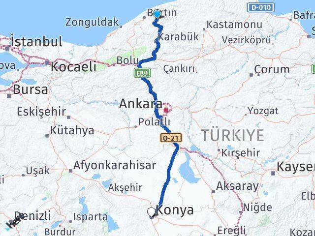 Bartın Ulus Konya Arası Kaç Km - Yol Haritası