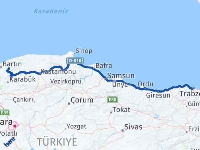 Bartın Ulus Trabzon Arası Kaç Km - Yol Haritası