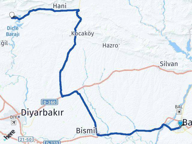 Batman Acar Dicle Diyarbakır Arası Kaç Km - Yol Haritası