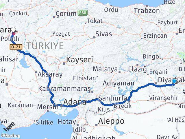 Batman Altındağ Ankara Arası Kaç Km - Yol Haritası