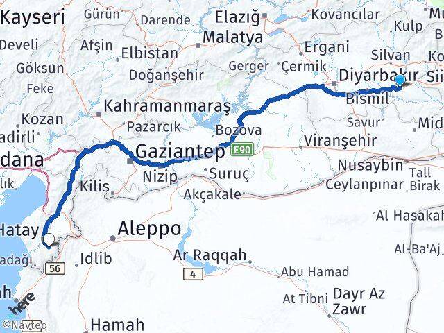 Batman Altınözü Hatay Arası Kaç Km - Yol Haritası
