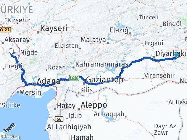 Batman Altunhisar Niğde Arası Kaç Km - Yol Haritası