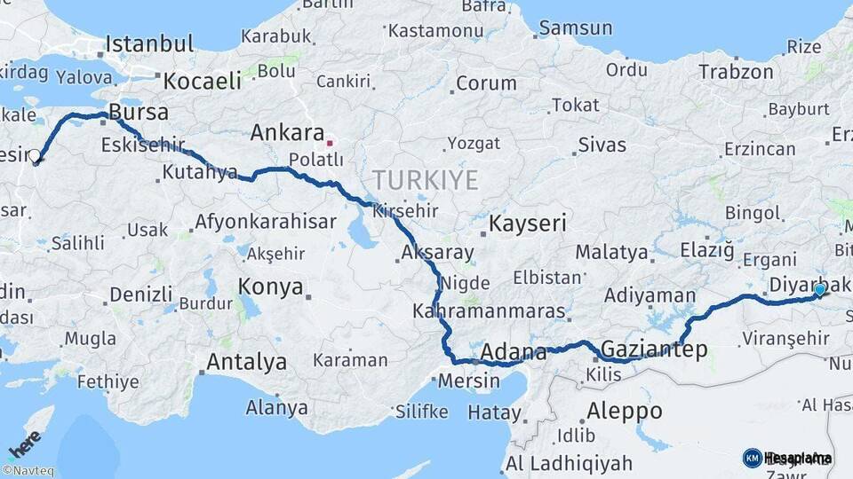 Batman Balıkesir Arası Kaç Km - Yol Haritası