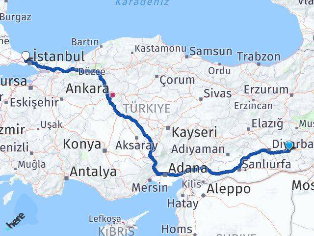 Batman Başakşehir İstanbul Arası Kaç Km - Yol Haritası