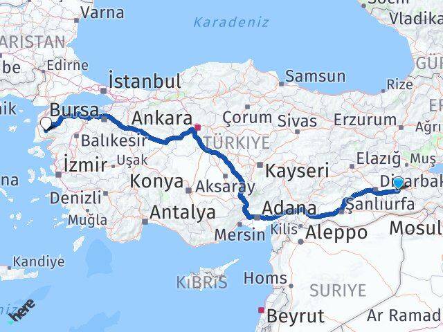 Batman Bayramiç Çanakkale Arası Kaç Km - Yol Haritası