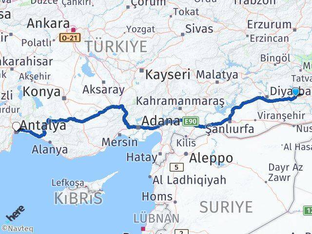 Batman Beşiri Antalya Arası Kaç Km - Yol Haritası