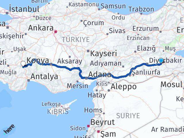 Batman Beşiri Burdur Arası Kaç Km - Yol Haritası