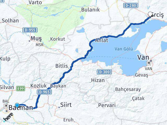 Batman Beşiri Erciş Van Arası Kaç Km - Yol Haritası