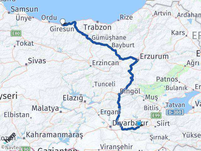 Batman Beşiri Giresun Arası Kaç Km - Yol Haritası
