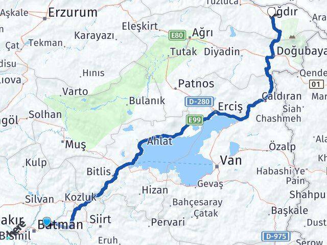 Batman Beşiri Iğdır Arası Kaç Km - Yol Haritası