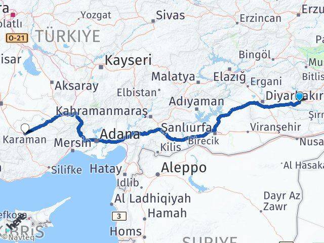 Batman Beşiri Karaman Arası Kaç Km - Yol Haritası