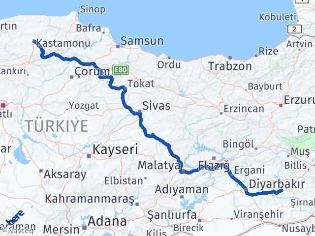 Batman Beşiri Kastamonu Arası Kaç Km - Yol Haritası