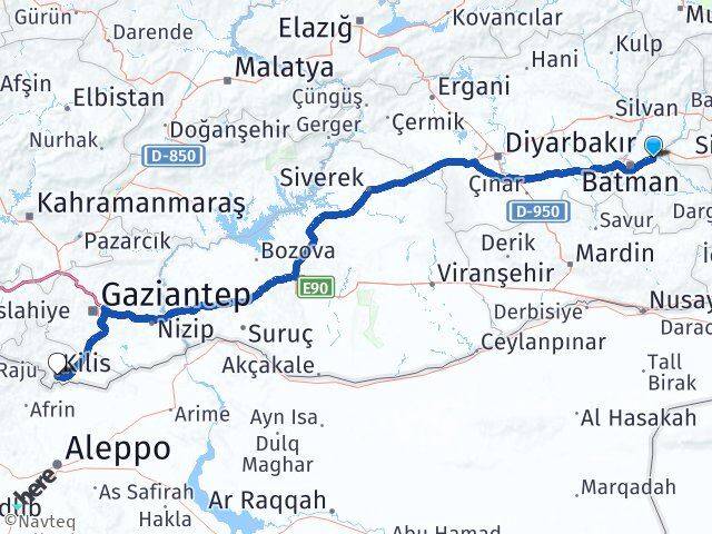 Batman Beşiri Kilis Arası Kaç Km - Yol Haritası