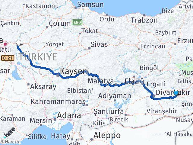 Batman Beşiri Kırıkkale Arası Kaç Km - Yol Haritası