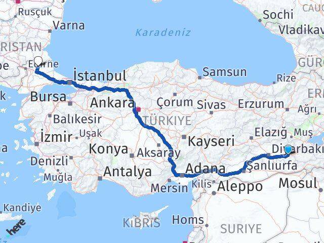 Batman Beşiri Kırklareli Arası Kaç Km - Yol Haritası