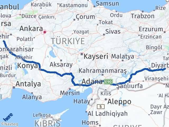 Batman Beşiri Kütahya Arası Kaç Km - Yol Haritası