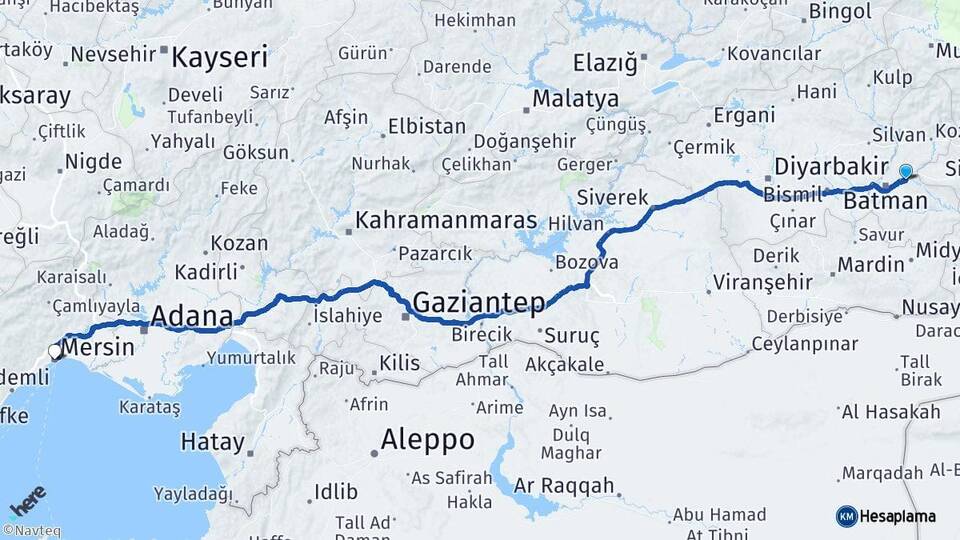 Batman Beşiri Mersin Arası Kaç Km - Yol Haritası