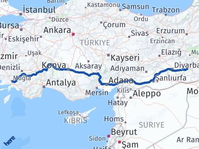 Batman Beşiri Muğla Arası Kaç Km - Yol Haritası