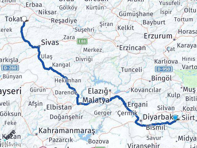 Batman Beşiri Tokat Arası Kaç Km - Yol Haritası