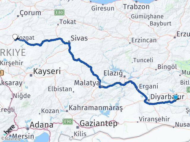 Batman Beşiri Yozgat Arası Kaç Km - Yol Haritası