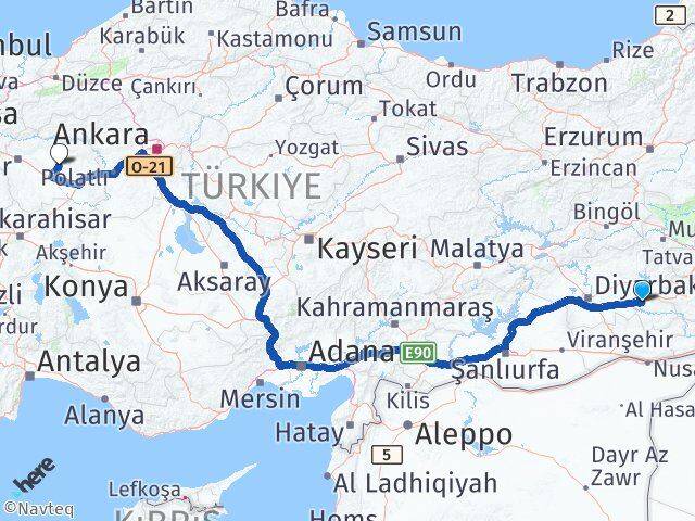Batman Beylikova Eskişehir Arası Kaç Km - Yol Haritası
