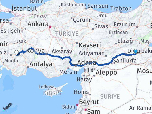 Batman Bozkurt Denizli Arası Kaç Km - Yol Haritası