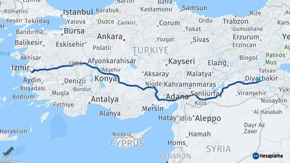 Batman Buca İzmir Arası Kaç Km - Yol Haritası