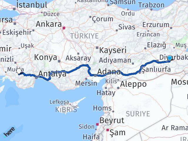 Batman Çameli Denizli Arası Kaç Km - Yol Haritası