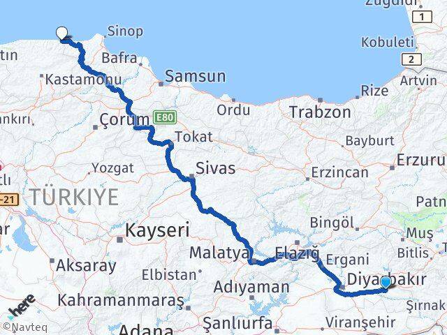 Batman Çatalzeytin Kastamonu Arası Kaç Km - Yol Haritası