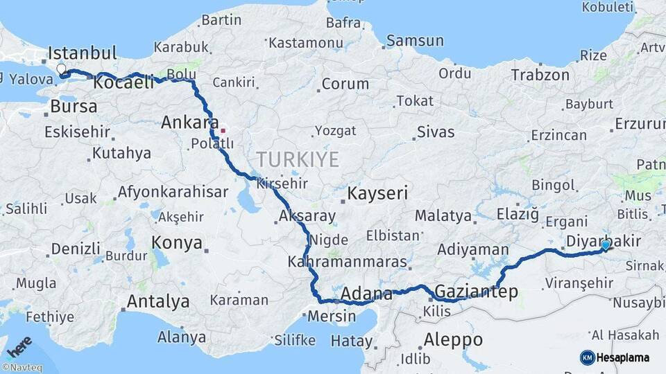 Batman Çayırova Kocaeli Arası Kaç Km - Yol Haritası