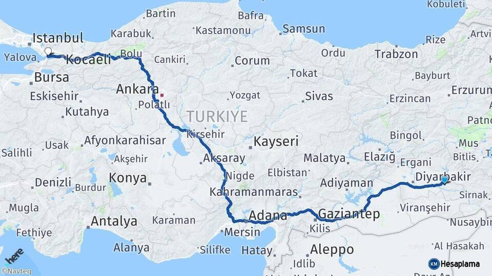 Batman Dilovası Kocaeli Arası Kaç Km - Yol Haritası