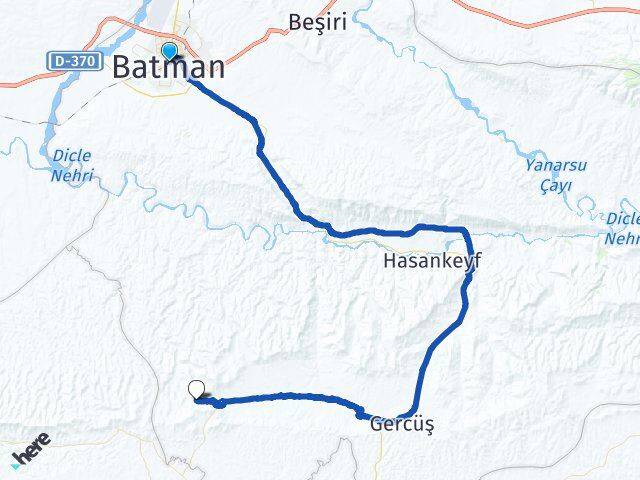 Batman Doruk Gercüş Arası Kaç Km - Yol Haritası