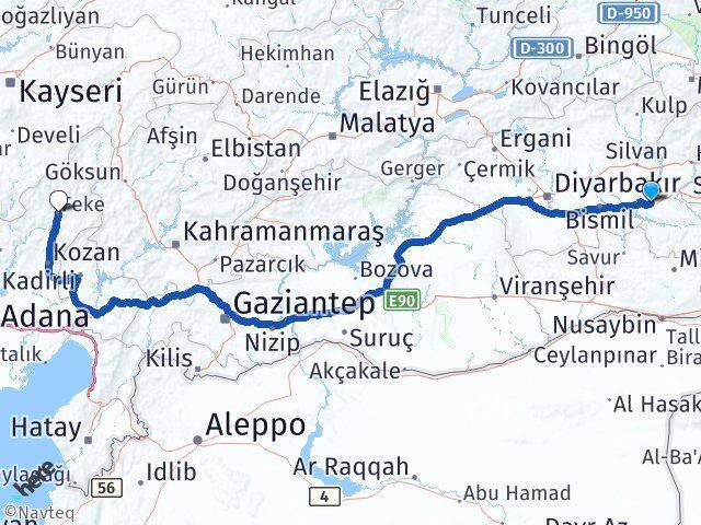 Batman Feke Adana Arası Kaç Km - Yol Haritası