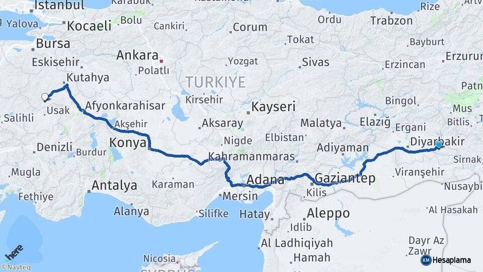 Batman Gediz Kütahya Arası Kaç Km - Yol Haritası