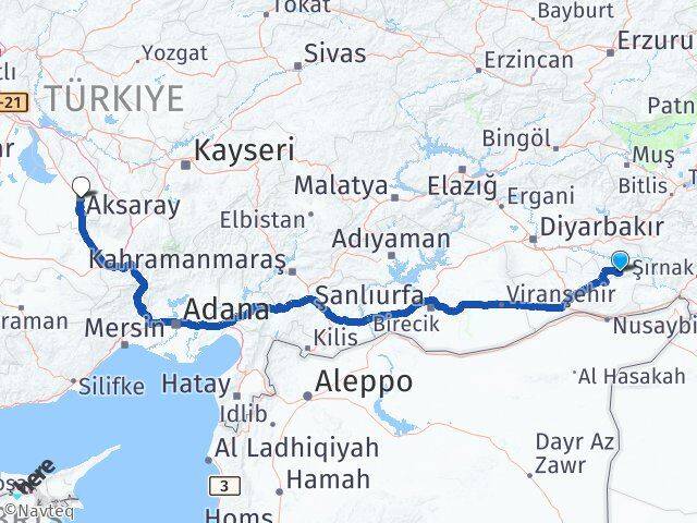 Batman Gercüş Aksaray Arası Kaç Km - Yol Haritası
