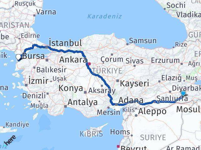Batman Gercüş Çanakkale Arası Kaç Km - Yol Haritası