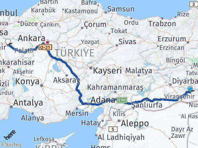 Batman Gercüş Eskişehir Arası Kaç Km - Yol Haritası