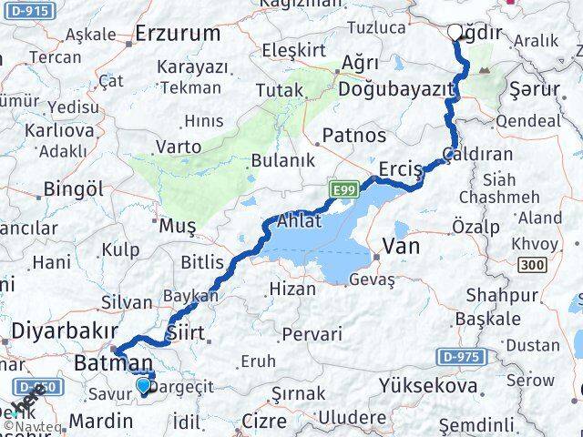 Batman Gercüş Iğdır Arası Kaç Km - Yol Haritası