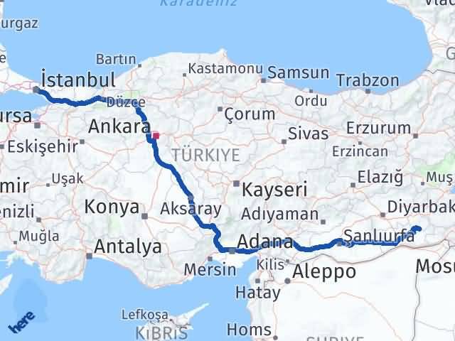 Batman Gercüş İstanbul Arası Kaç Km - Yol Haritası