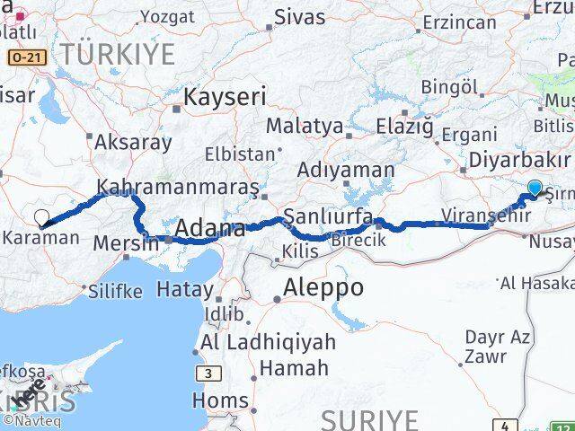Batman Gercüş Karaman Arası Kaç Km - Yol Haritası