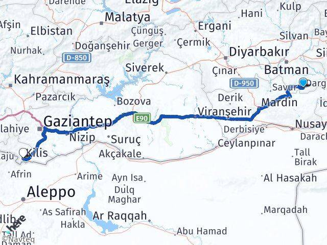 Batman Gercüş Kilis Arası Kaç Km - Yol Haritası