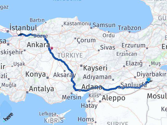 Batman Gercüş Kocaeli Arası Kaç Km - Yol Haritası