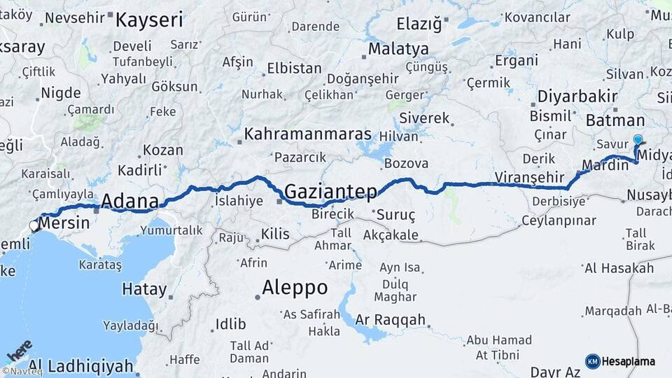 Batman Gercüş Mersin Arası Kaç Km - Yol Haritası