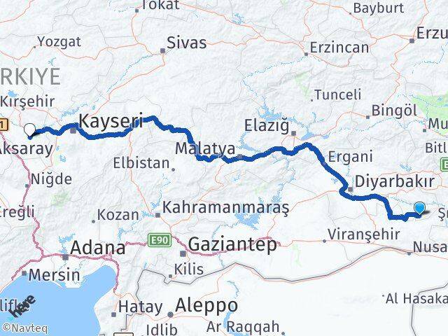 Batman Gercüş Nevşehir Arası Kaç Km - Yol Haritası
