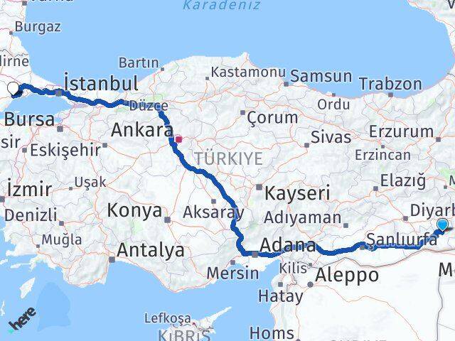 Batman Gercüş Tekirdağ Arası Kaç Km - Yol Haritası