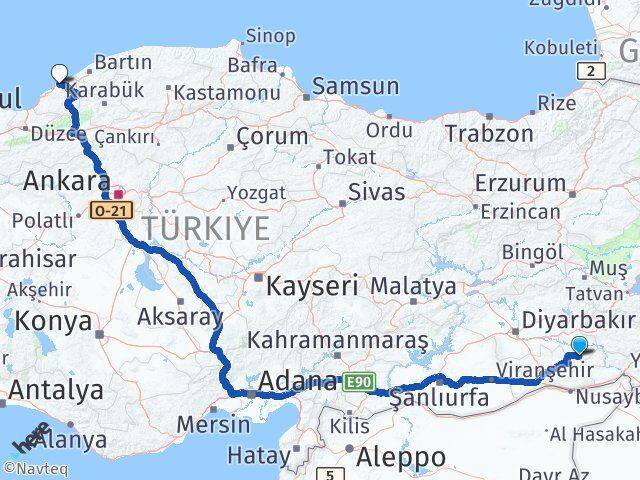 Batman Gercüş Zonguldak Arası Kaç Km - Yol Haritası