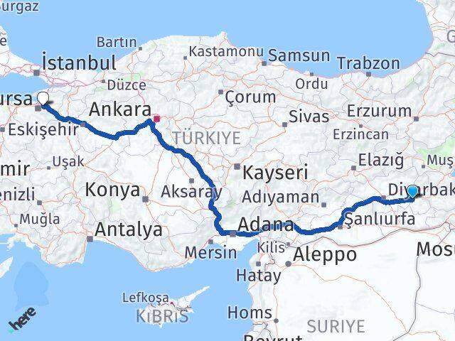 Batman Gürsu Bursa Arası Kaç Km - Yol Haritası