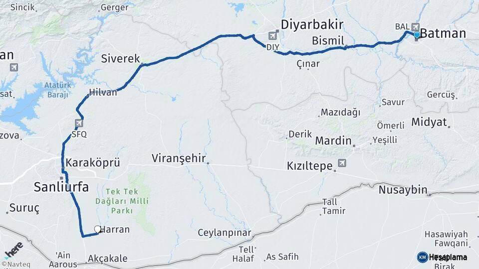 Batman Harran Şanlıurfa Arası Kaç Km - Yol Haritası
