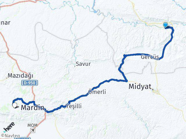 Batman Hasankeyf Artuklu Mardin Arası Kaç Km - Yol Haritası